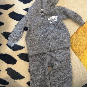 Roots Gray Baby Hoodie and Pants Set